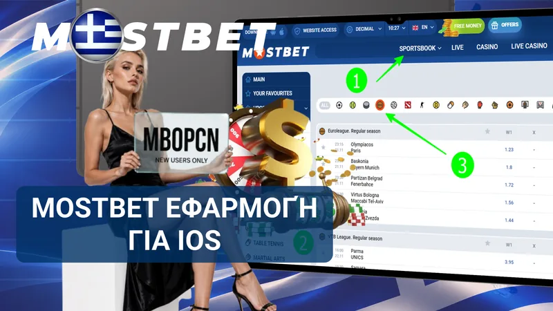Εφαρμογή Mostbet για iOS με πρόσβαση στον λογαριασμό από iPhone και iPad.